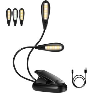 AOUGO Rechargeable Reading Light,Reading Lamp 14 LEDs 3 Colors 9 Modes Adjustable Brightness,360° Clip-on Lamp Cordless Flexible Neck Portable and Flexible