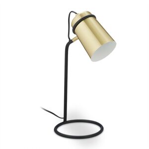 Desk lamp, metal table lamp, swivel shade, E14 socket, office lamp with cable, gold/black - Relaxdays