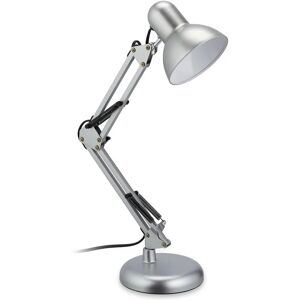 Relaxdays Desk lamp retro, adjustable articulated arm lamp, E27 socket, swivel, office table lamp metal, silver