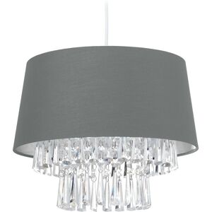 Ceiling Light, Hanging Lamp, h x d 130 x 32 cm, Bedroom & Living Room, E27 Socket, Grey - Relaxdays