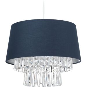 Ceiling Light, Hanging Lamp, h x d 130 x 32 cm, Bedroom & Living Room, E27 Socket, Dark Blue - Relaxdays