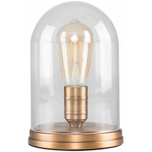 Valuelights - Aged Brass Effect Metal Base Table Lamp Clear Glass Domed Shade - No Bulb