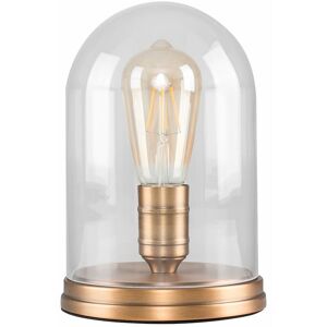 Valuelights - Aged Brass Effect Metal Base Table Lamp Clear Glass Domed Shade - Add led Bulb