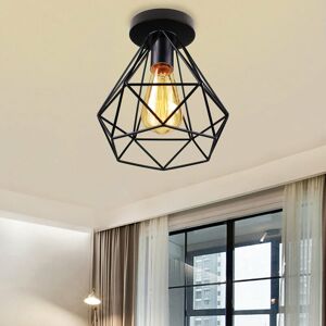 AXHUP Retro Ceiling Light Metal Cage E27 Lamp Vintage Industrial for Bedroom Living Room Hallway Black