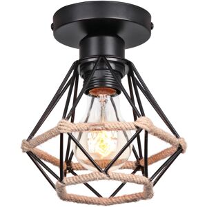 WOTTES Retro Ceiling Light Metal Geometric Cage Ceiling Lamp Indoor Pendant Light 16CM - 1 Pcs