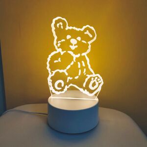 RHAFAYRE 3D Night Light for Kids, Illusion Night Light Bedside Lamp, 3 Colors Night Light for Kids Bedroom Birthday Children Christmas Gift, Little Bear