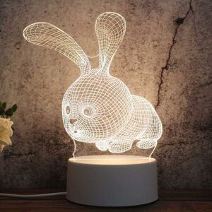 3D Night Light for Kids, Illusion Night Light Bedside Lamp, 3 Colors Night Light for Kids Bedroom Birthday Children Christmas Gift,Rabbit - Rhafayre