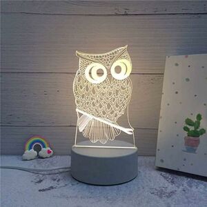 Rhafayre - 3D Night Light for Kids, Owl Gift, Gifts for Wife, Owl Lamp with 3 Colors Boy Birthday Gift, Girl Gift, Bedroom Decor