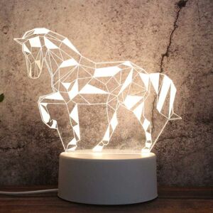 RHAFAYRE 3D Night Light for Kids, Illusion Night Light Bedside Lamp, 3 Colors Night Light for Kids Bedroom Birthday Children Christmas Gift,White Horse