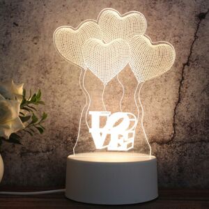 RHAFAYRE 3D Night Light for Kids, Illusion Night Light Bedside Lamp, 3 Colors Night Light for Kids Bedroom Birthday Children Christmas Gift, Love