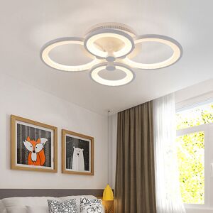 Livingandhome - Round led Dimmable Chandelier Ceiling Light With Remote, 4 Head