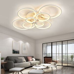 LIVINGANDHOME Round led Dimmable Chandelier Ceiling Light With Remote, 8 Head