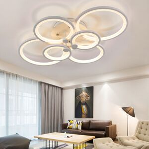 LIVINGANDHOME Round led Dimmable Chandelier Ceiling Light With Remote, 6 Head