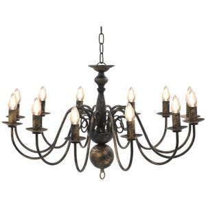 Berkfield Home - Royalton Chandelier Antique Black 12 x E14 Bulbs