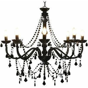 BERKFIELD HOME Royalton Chandelier with Beads Black 8 x E14 Bulbs