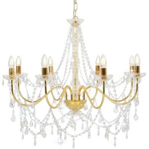 BERKFIELD HOME Royalton Chandelier with Beads Golden 8 x E14 Bulbs