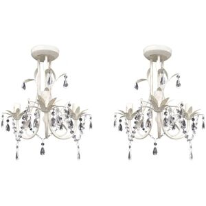 BERKFIELD HOME Royalton Crystal Pendant Ceiling Lamp Chandeliers 2 pcs Elegant White