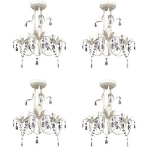 BERKFIELD HOME Royalton Crystal Pendant Ceiling Lamp Chandeliers 4 pcs Elegant White