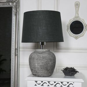 Melody Maison - Rustic Grey Stone Round Table Lamp - Grey