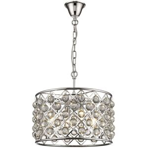 4 Light Small Ceiling Pendant Chrome, Clear with Crystals, E14 - Spring Lighting