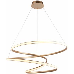 LOOPS Satin Gold Large Ceiling Pendant Tape Light & Matt White Diffuser Warm White led