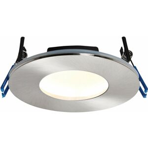 LOOPS Satin Nickel Recessed Bathroom Downlight - 9W Warm White led Slim Ceiling Light