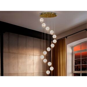 Austral Modern Cluster Drop 5 Light led Pendant Light, Spherical Carved Crystal Globes, 1264lm, 3200K - Schuller