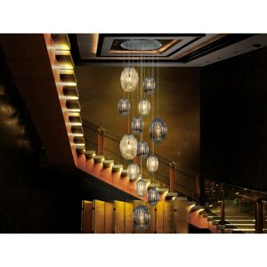 Ovila Modern Cluster Dimmable 13 Light led Pendant Light, Oval Smoke & Brandy Shades with Remote Control - Schuller