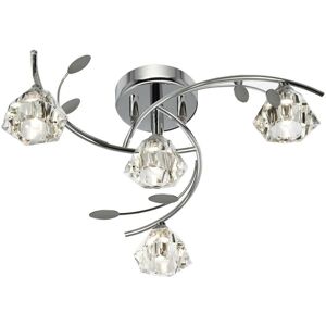 Sierra - 4 Light Multi Arm Ceiling Semi Flush Light Chrome and Glass, G9 - Searchlight