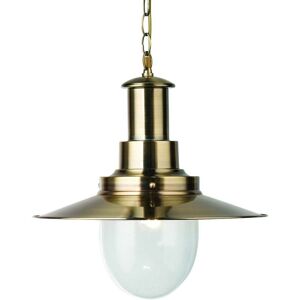 Fisherman - 1 Light Dome Ceiling Pendant Antique Brass, Seeded Glass, E27 - Searchlight