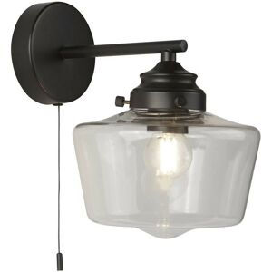 Searchlight - School House 1 Light Wall Light , Black, Opal Glass IP44