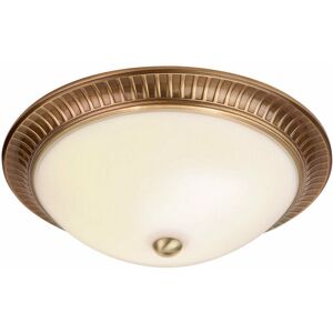 LOOPS Semi Flush Ceiling Light Brass & Frosted Glass Round Traditional Lamp & Rose