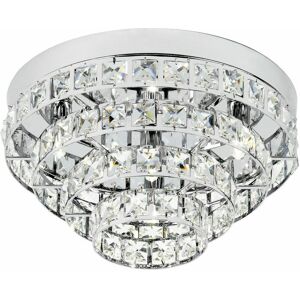 LOOPS Semi Flush Ceiling Light Chrome & Crystal 4 Bulb Round Feature Lamp Holder Kit