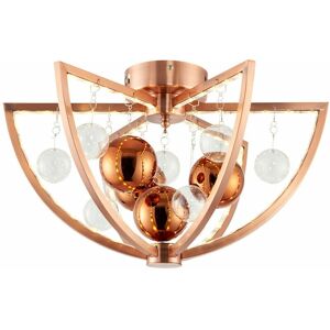 Loops - Semi Flush Ceiling Light Copper 7.2W Warm White led Lamp Bulb Fitting Mounted