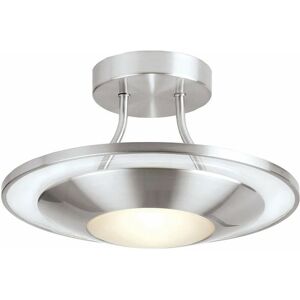 Loops - Semi Flush Ceiling Light Satin Chrome & Glass Modern Round Lamp & Rose Office