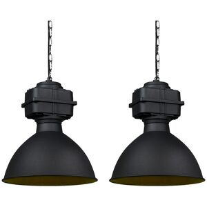 QAZQA Set of 2 industrial hanging lamps small matt black - Sicko - Black