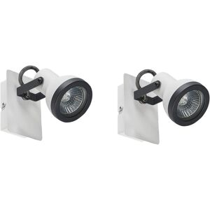 BELIANI Set of 2 Wall Mounted Lamps Light Spotlight Metal White and Black Baro - White