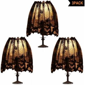 LANGRAY Set of 3 Decorative Halloween Shades Black Lace Ribbon Party Spider Web Home Decor Large 20 '' x 152.4cm