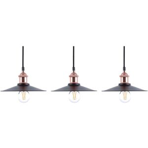 Beliani - Set of 3 Vintage Industrial Pendant Lamps Light Exposed Bulb Black Swift s - Black