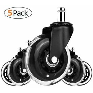 DENUOTOP Set of 5 hard floor castors for office chairs, swivel castors for office chairs with load up to 200 kg, 360° swivel castor, suitable for all floors,