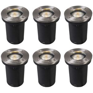 QAZQA Set of 6 outdoor ground spots steel IP65 - Basic Round - Steel