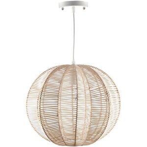 BIARD Small Round Wicker Rattan Pendant Ceiling Light Lampshade Retro Boho Scandi - Brown