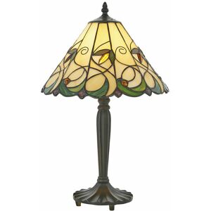 LOOPS Small Tiffany Glass led Table Lamp - Floral Design - Dark Bronze Finish
