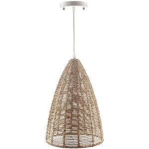 BIARD Small Wicker Rattan Pendant Ceiling Light Lampshade Retro Boho Scandi Home Decor - Brown