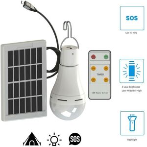 Groofoo - Solar Powered Led Bulb - Portable usb Charging Lantern Lamp Spotlight Indoor Office Kitchen Reading with Solar Panel for Outdoor Hiking