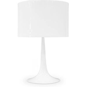 PRIVATEFLOOR Table Lamp - Living Room Lamp - Spone White Aluminium, Metal - White