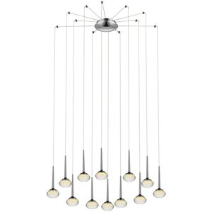 SPRING LIGHTING Spring Contemporary led Cluster Pendant Ceiling 12 Light Chrome, Glass 3000K