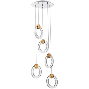 SPRING LIGHTING Spring Contemporary led Cluster Pendant Ceiling 5 Light Gold, Glass 3000K