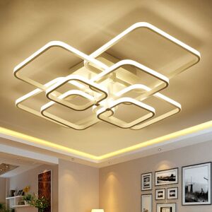 LIVINGANDHOME Square led Dimmable Chandelier Ceiling Light With Remote, 8 Head