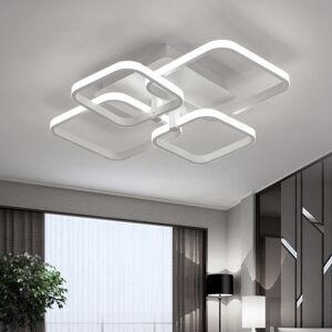 Livingandhome - Square led Dimmable Chandelier Ceiling Light With Remote, 4 Head